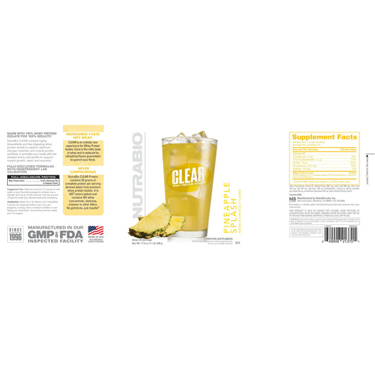 NutraBio Clear Whey Protein Isolate Clear Whey Protein Isolate – Pineapple Splash 499g