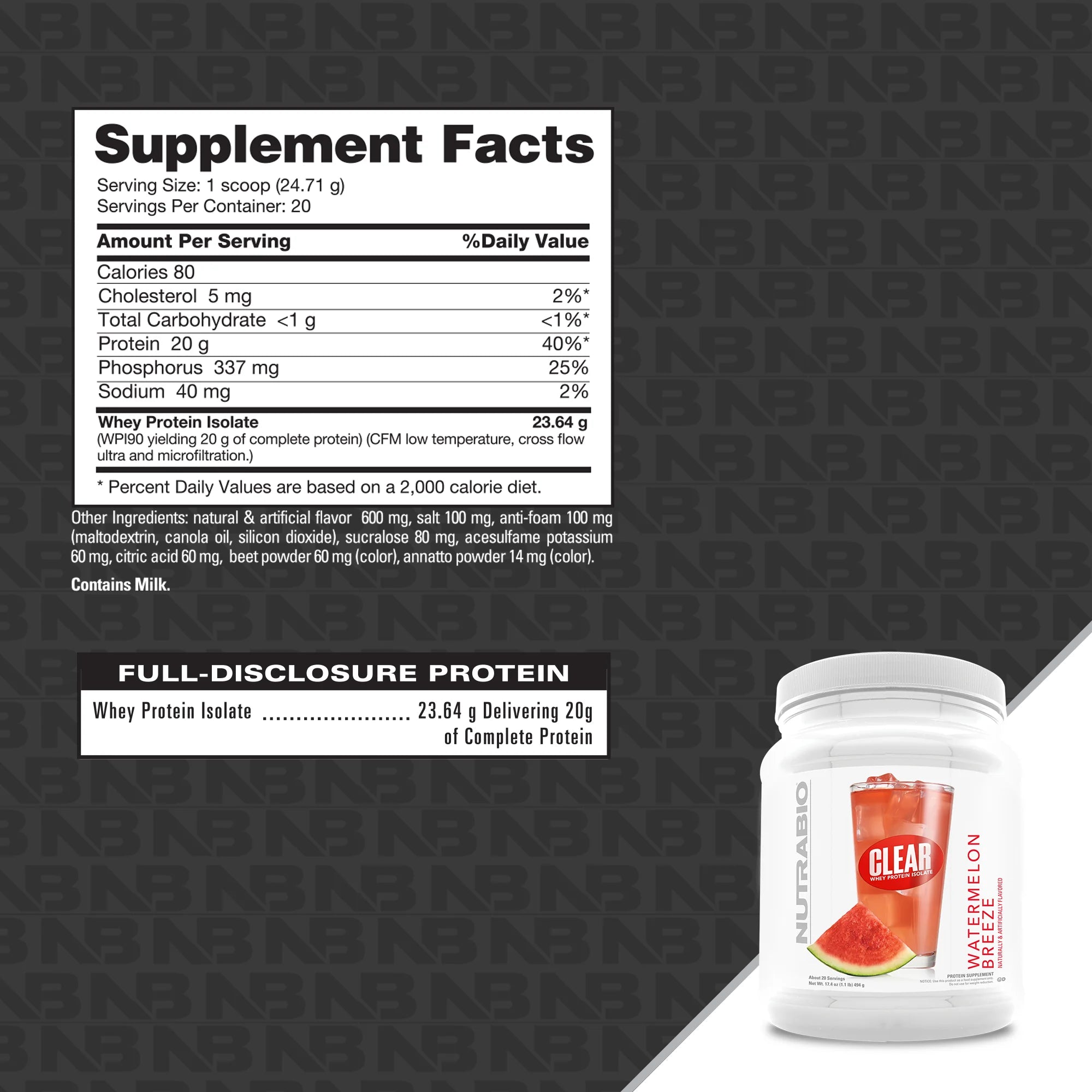 NutraBio Clear Whey Protein Isolate Clear Whey Protein Isolate – Watermelon Breeze 499g