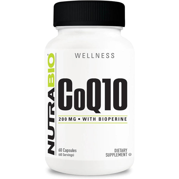 NutraBio CoQ10 with Bioperine 200mg 60 Vegetable Capsules