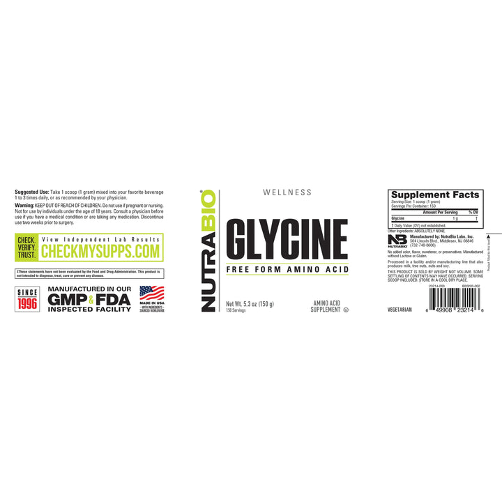 NutraBio Glycine Powder 150g