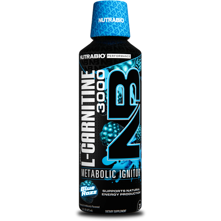 NutraBio – L-Carnitine Liquid Shots 3000mg, Blue Razz Zero Carbs & Sugars For Energy Production and Muscle Recovery 473ml