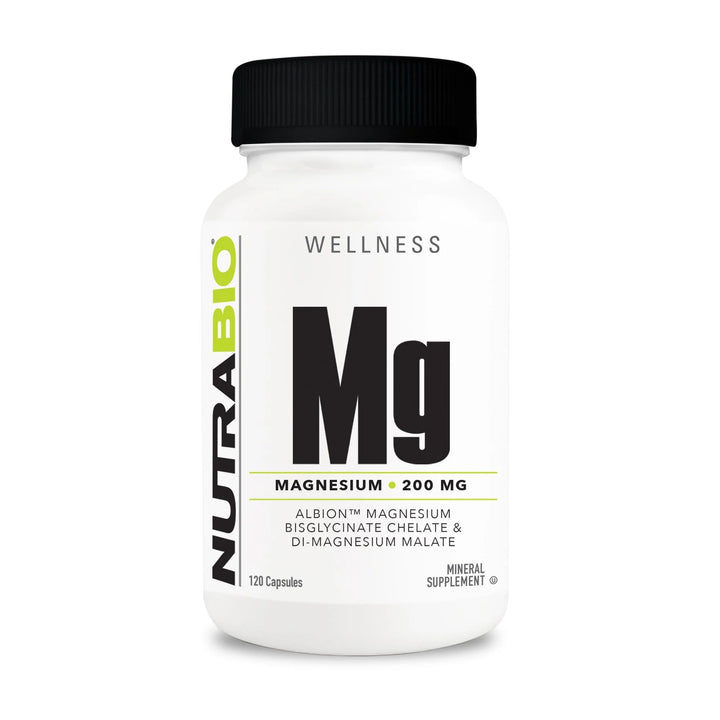 NutraBio Magnesium Complex (200 mg) Magnesium Bisglycinate Chelate & Magnesium Malate 120 Vegetarian Capsules