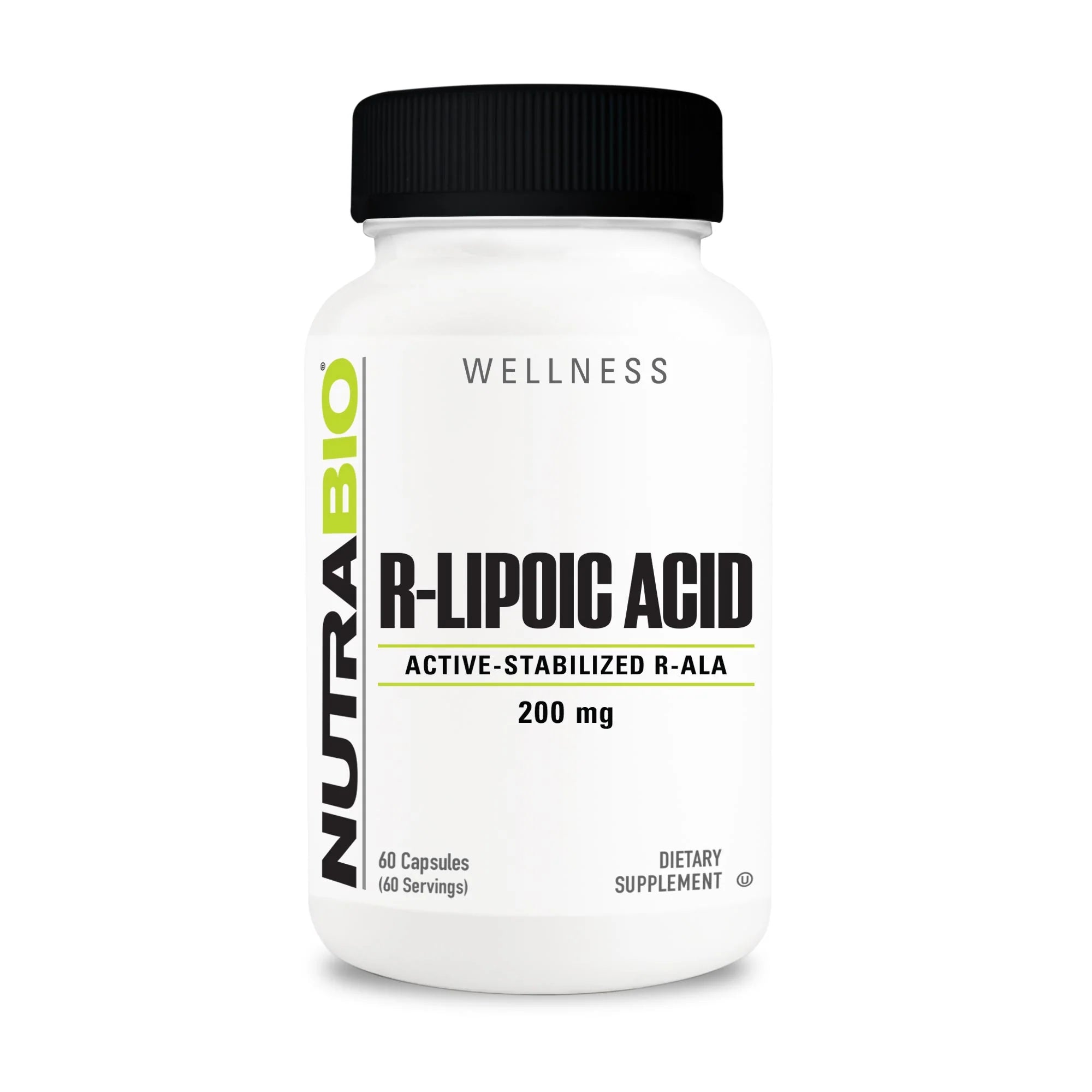 NutraBio R-Lipoic Acid (Active-Stabilized R-ALA) – 60 Vegetarian Capsules