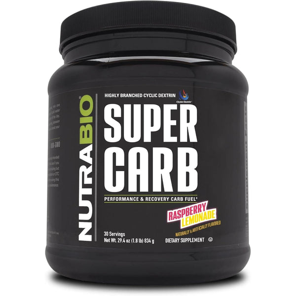 NutraBio Super Carb - Complex Carbohydrate Supplement Powder - Cluster Dextrin and Electrolytes for Performance Enhancement & Muscle Recovery - Raspberry Lemonade, 30 Servings 834g