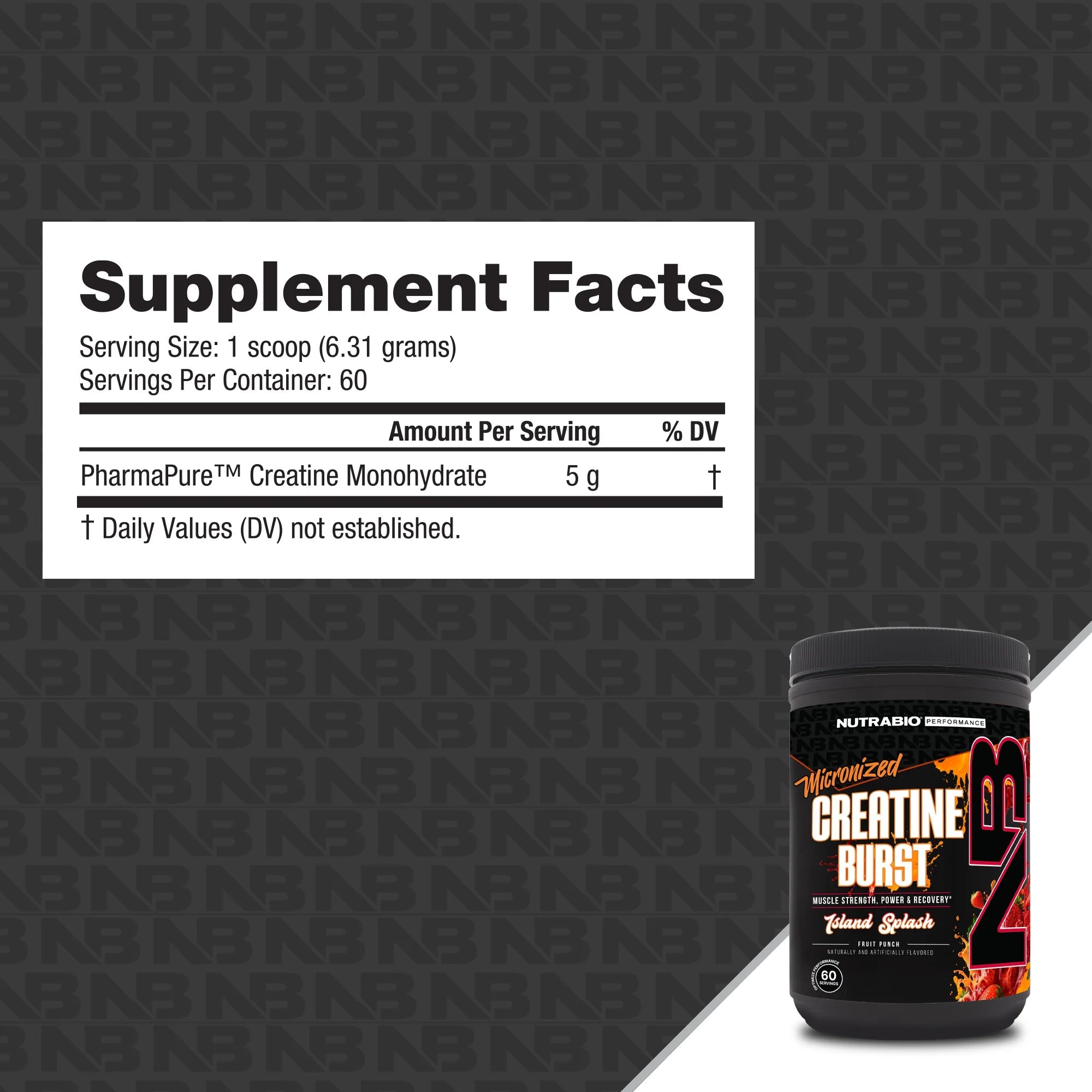 Nutrabio Creatine Burst Micronized Fruit Punch 60 Servings 379g