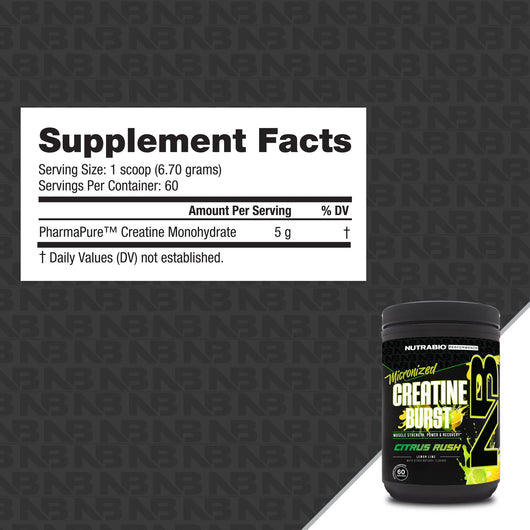 Nutrabio Creatine Burst Micronized Lemon lime 60 Servings 402g