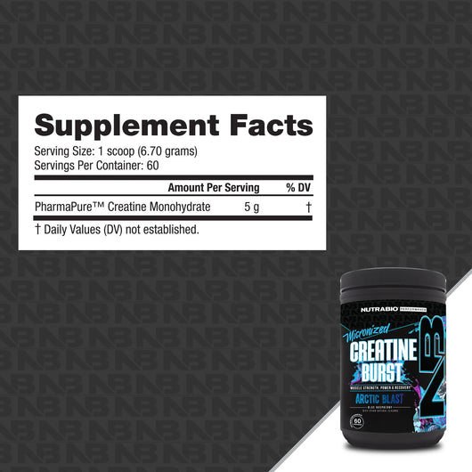 Nutrabio Creatine Burst micronized Blue Raspberry 60 Servings 399g