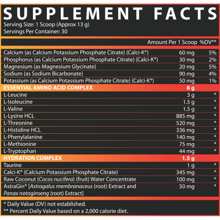 Nutrex Research EAA Hydration EAAs + BCAAs Powder with 8g Essential Amino Acids + Electrolytes For Muscle Recovery, Strength, Muscle Building, Endurance, Blood Orange Flavor 30 Serving