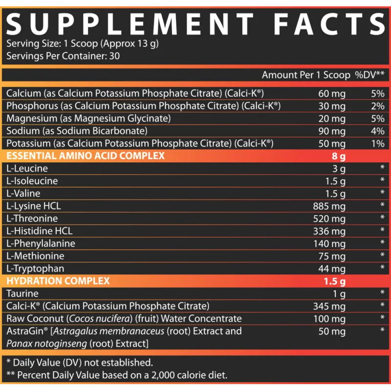 Nutrex Research EAA Hydration EAAs + BCAAs Powder with 8g Essential Amino Acids + Electrolytes For Muscle Recovery, Strength, Muscle Building, Endurance, Blood Orange Flavor 30 Serving