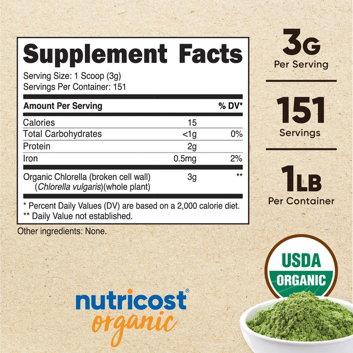 NutriCost Organic Chlorella 454g