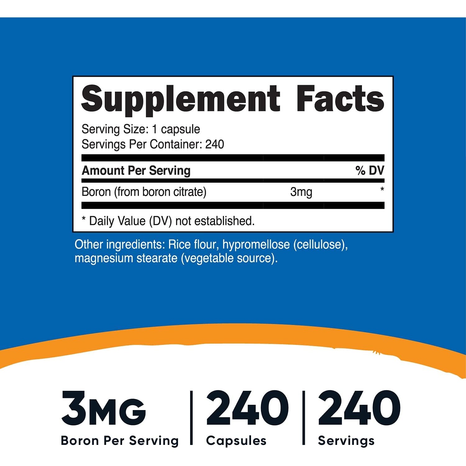 Nutricost Boron Citrate 3mg - 240 Vegetarian Capsules, Non-GMO