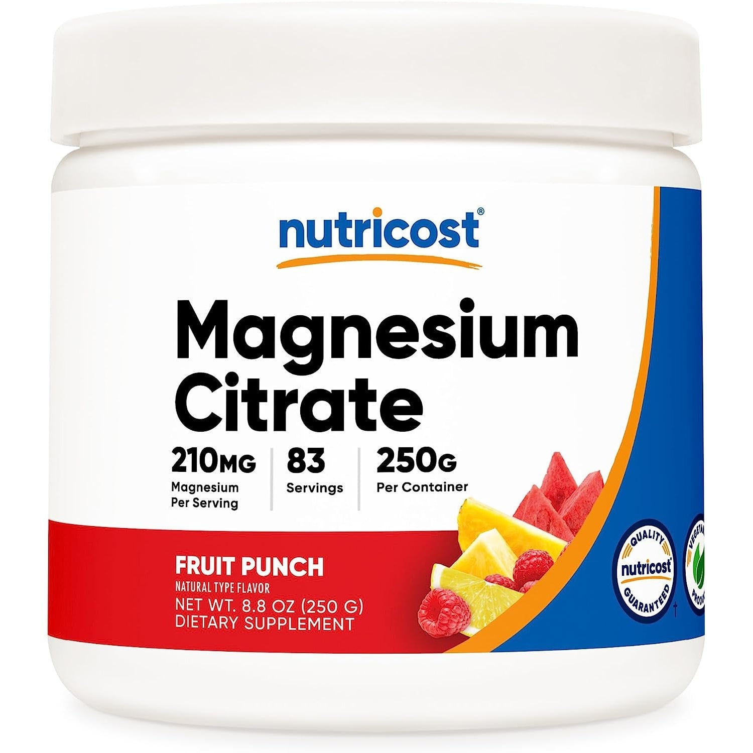 Nutricost Magnesium Citrate Powder Fruit Punch Non-GMO Gluten Free 250g
