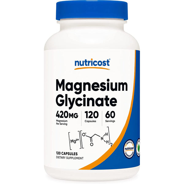 Nutricost Magnesium Glycinate 420mg Non-GMO, Gluten Free, Vegetarian Friendly 120 Vegetarian Capsules