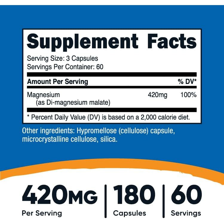 Nutricost Magnesium Malate 420mg 180 Veggie Capsules
