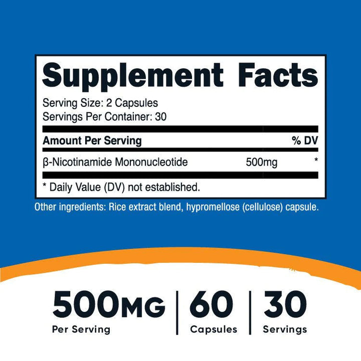 Nutricost NMN Nicotinamide Mononucleotide 500mg 60 Capsules