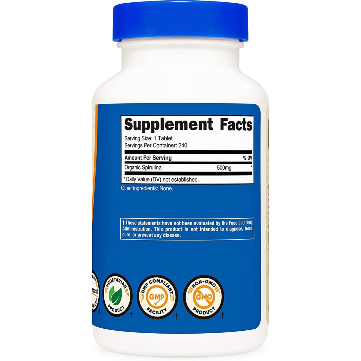 Nutricost Organic Spirulina 500mg Gluten Free, NonGMO 240 Tablets