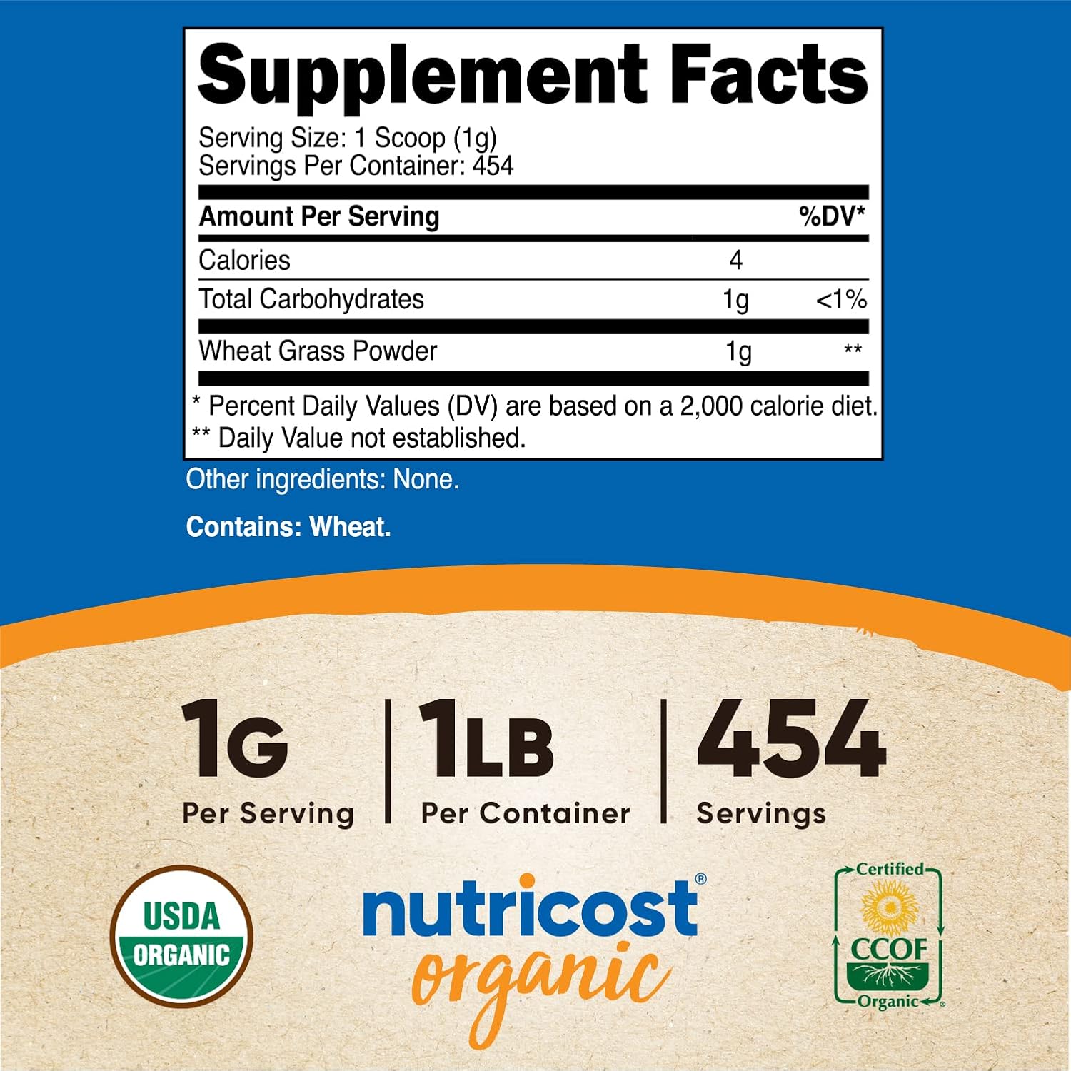 Nutricost Organic Wheatgrass Powder 454g