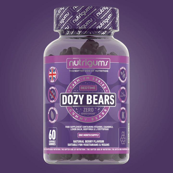 Nutrigums Dozy Bears (Bedtime) No Added Sugar Mixed Fruit Flavour - 60 Vegan Gummies