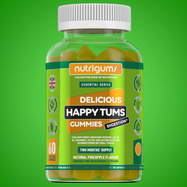 Nutrigums Happy Tums (Probiotics) Pineapple Flavour - 60 Vegan Gummies