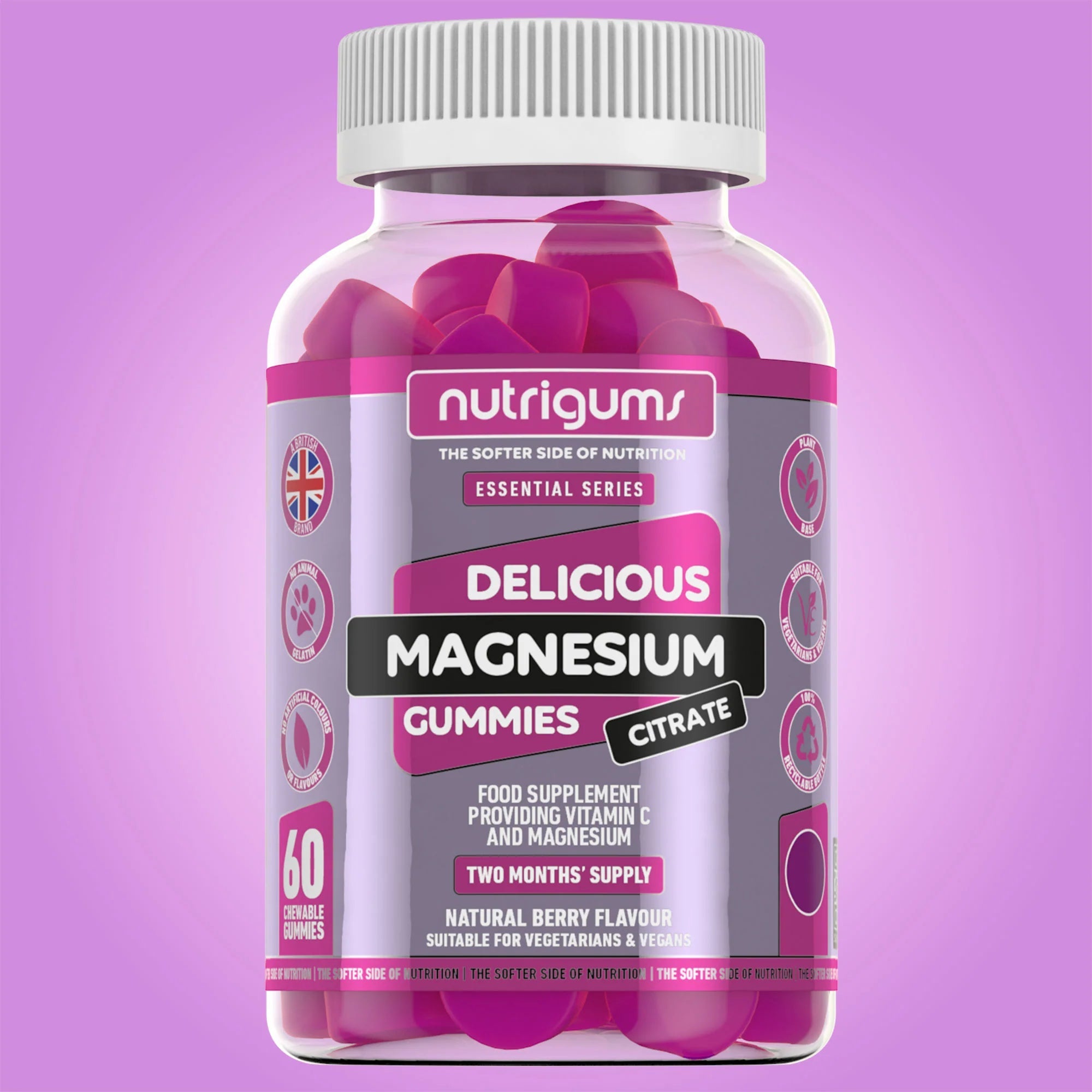 Nutrigums Magnesium Citrate & Vitamin C Mixed Fruit Flavour - 60 Vegan Gummies