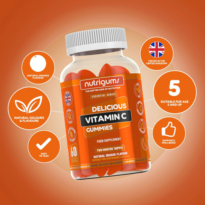 Nutrigums Vitamin C 80mg Orange Flavour - 60 Vegan Gummies