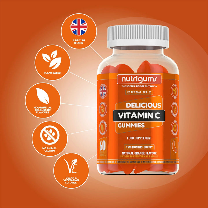 Nutrigums Vitamin C 80mg Orange Flavour - 60 Vegan Gummies