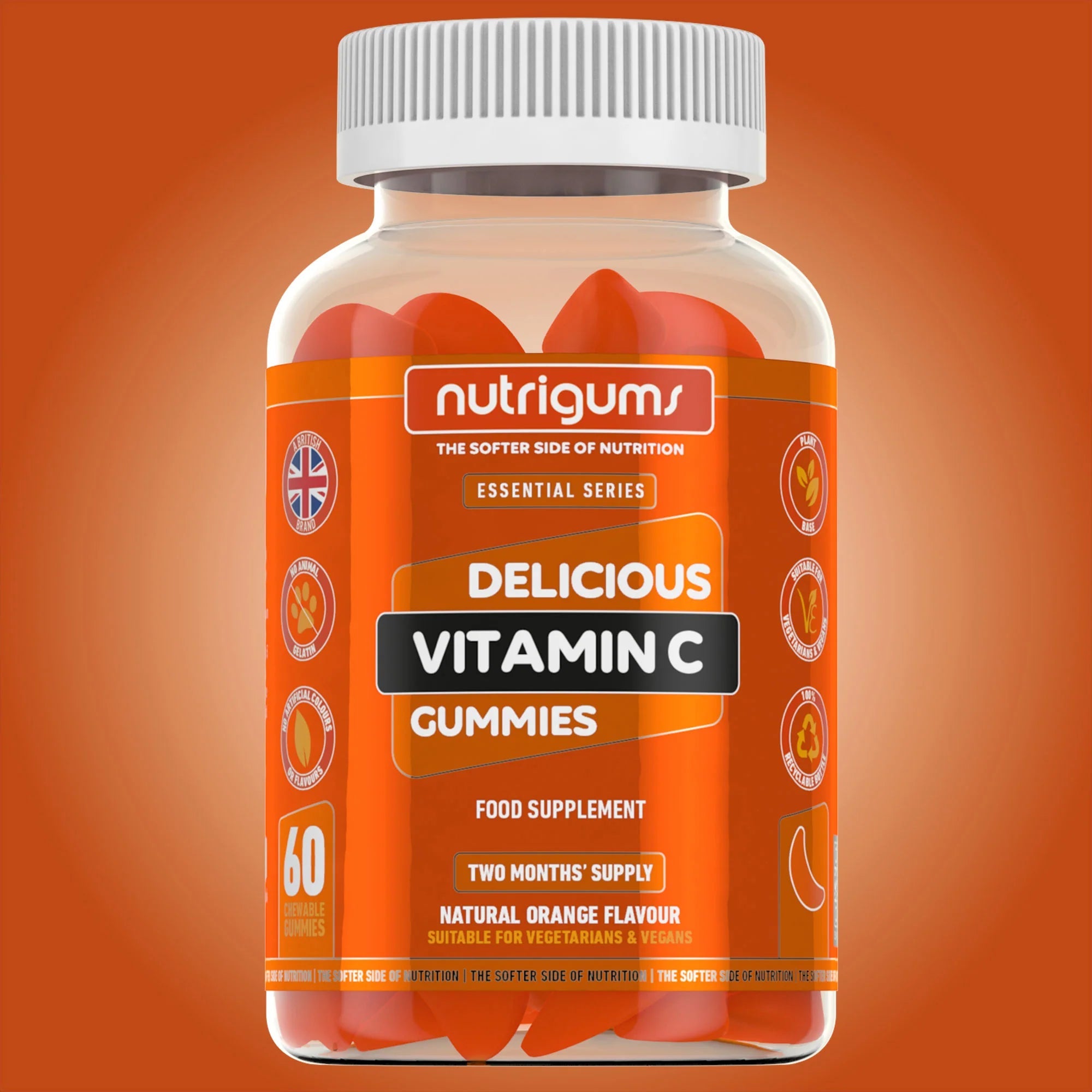 Nutrigums Vitamin C 80mg Orange Flavour - 60 Vegan Gummies