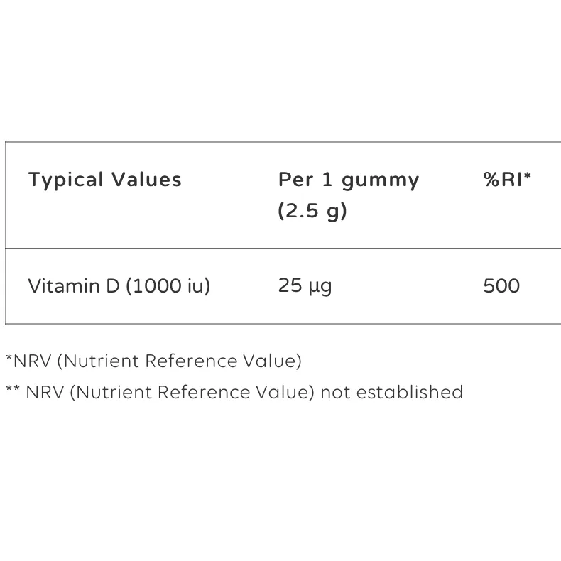 Nutrigums Vitamin D3 1000 IU Lemon Flavour - 60 Vegetarian Gummies