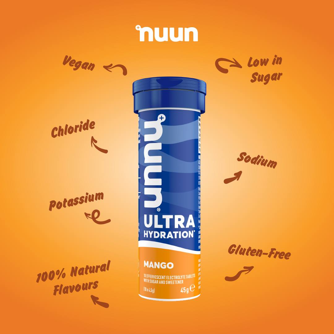 Nuun Ultra Hydration Tablets for Proactive Hydration, Mango flavour Vegan Gluten Free Non-GMO 10 Tablets