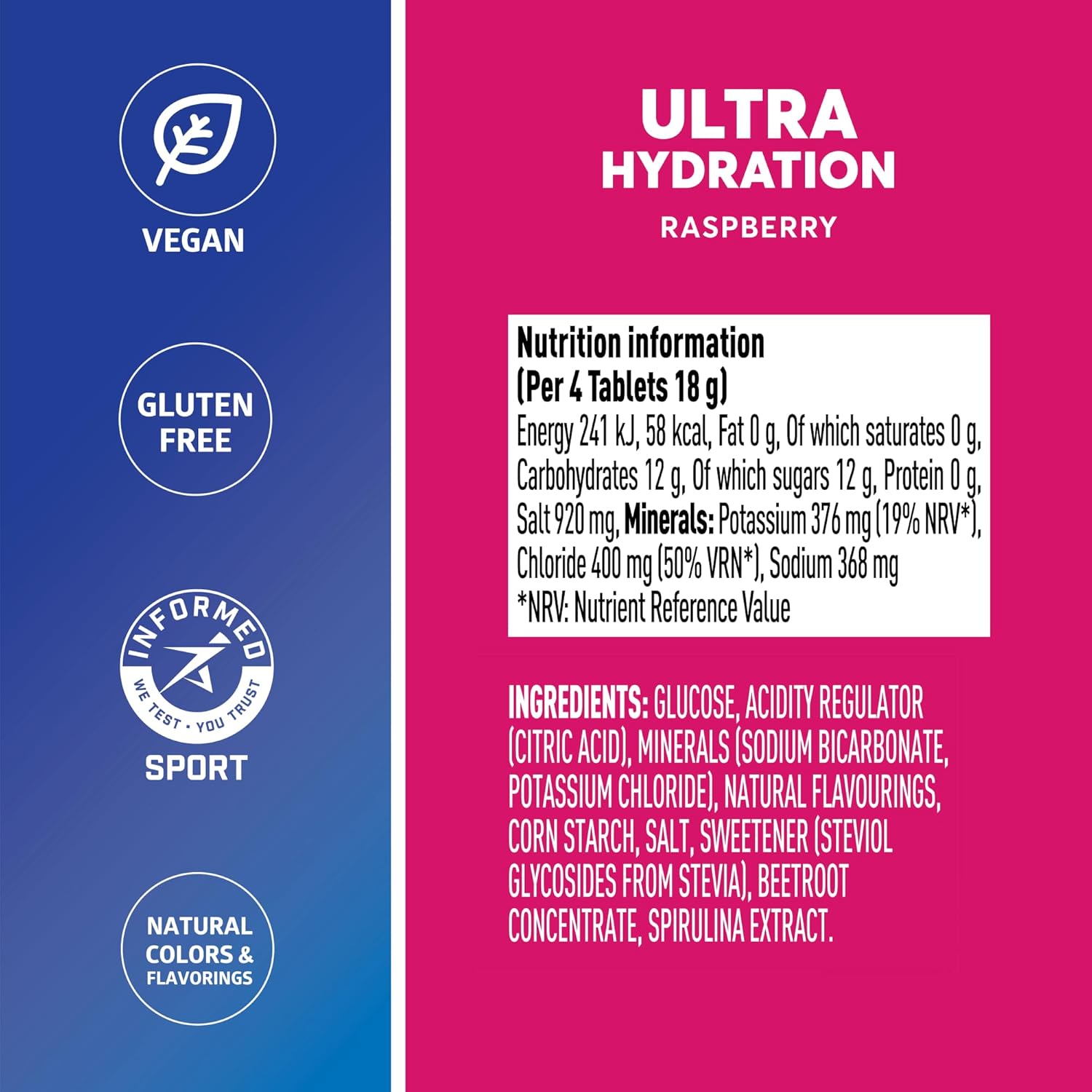 Nuun Ultra Hydration Tablets for Proactive Hydration, Raspberry Flavour Vegan Gluten Free Non-GMO 10 Tablets
