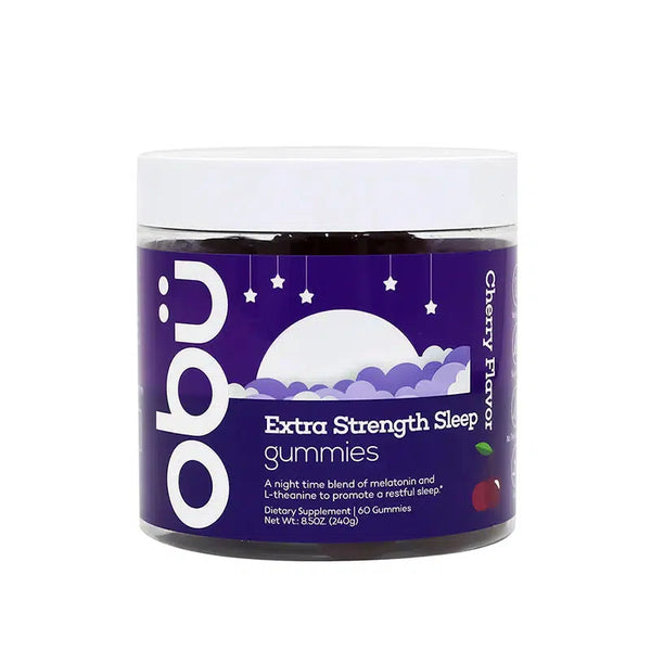 Obu Nutrition Extra Strength Sleep with Melatonin L-theanine Cherry Flavor 60 Gummies