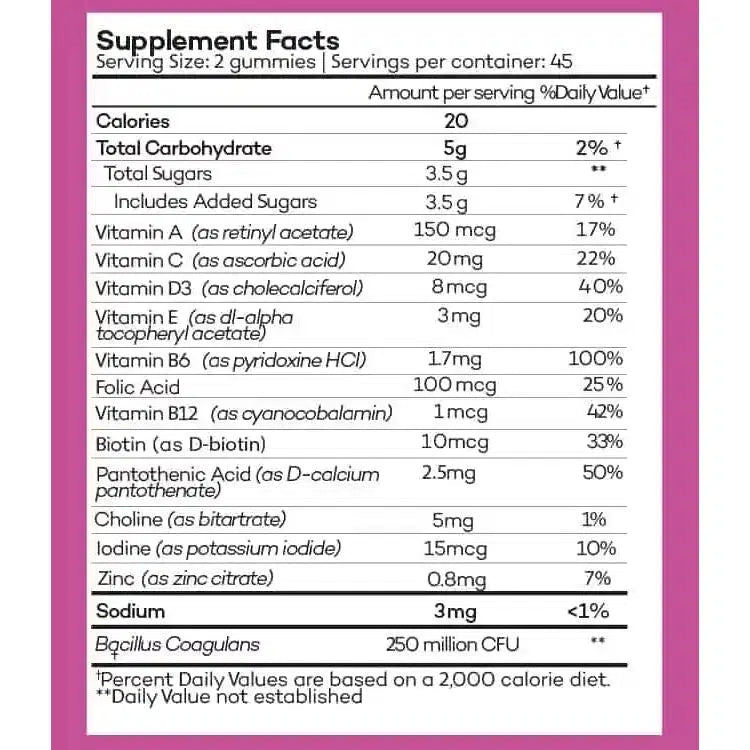 Obu Nutrition Kids Multivitamin + Probiotic Raspberry Flavour 90 Gummies