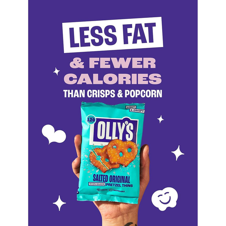 Olly's Pretzel Thins, Original Salted, Healthy Plant-Based Vegan, Low Calorie Snack, Low Fat, Source of Fibre, No Preservatives 35g