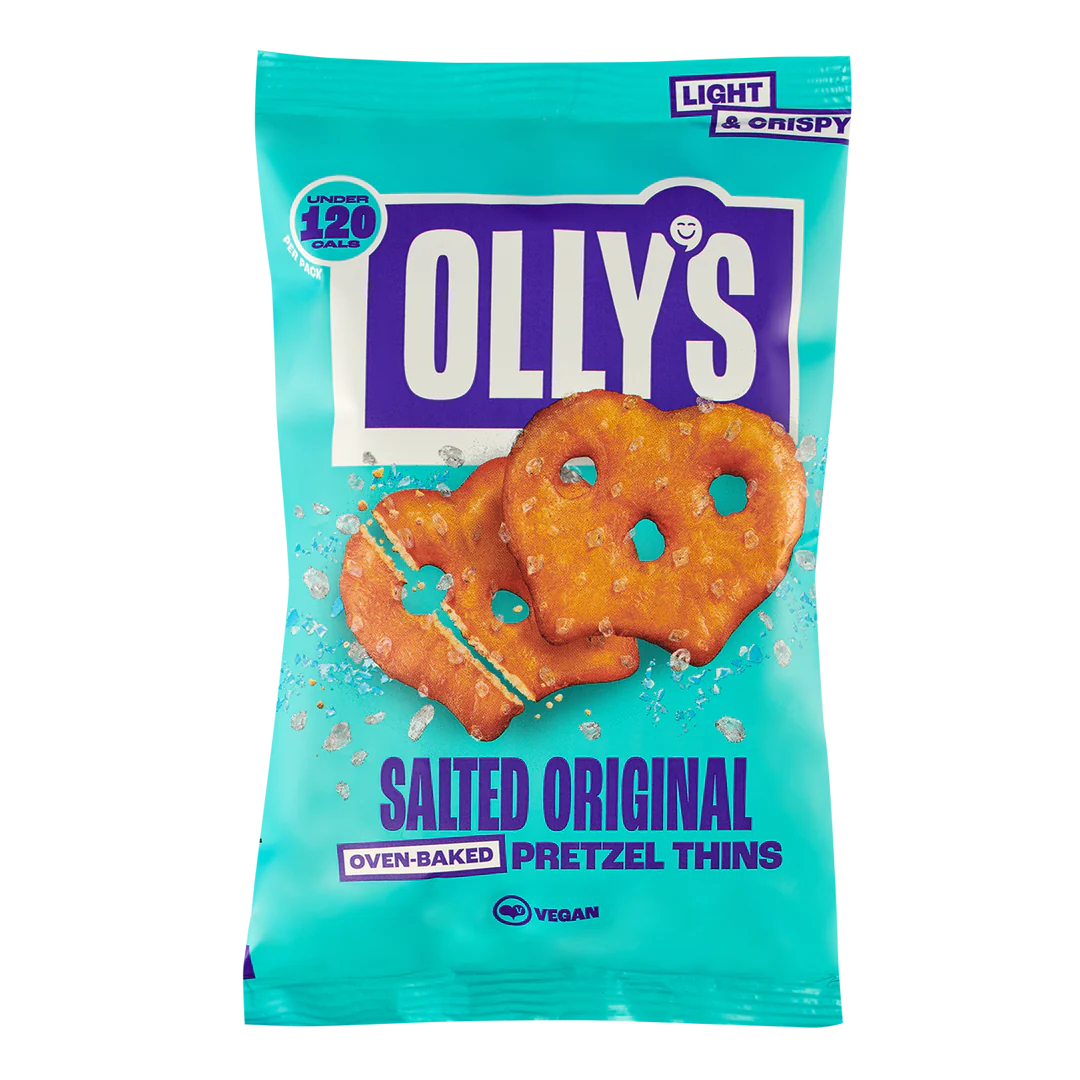 Olly's Pretzel Thins, Original Salted, Healthy Plant-Based Vegan, Low Calorie Snack, Low Fat, Source of Fibre, No Preservatives 35g