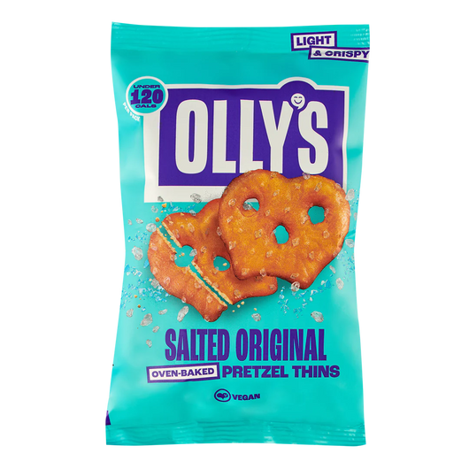 Olly's Pretzel Thins, Original Salted, Healthy Plant-Based Vegan, Low Calorie Snack, Low Fat, Source of Fibre, No Preservatives 35g