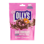 Olly's Pretzels Dark Chocolate Coated Pretzel Thins, 100% Belgian Chocolate, Healthy Plant-Based Vegan Snacks, Low Calorie Snacks, No Artificial Preservatives 90g