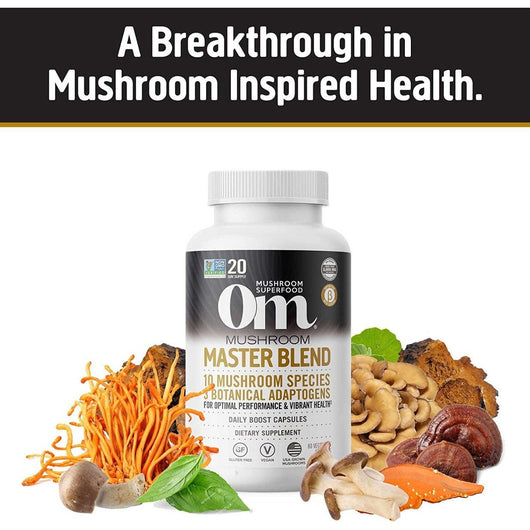 Om Mushroom Superfood Master Blend Mushroom Capsules 10 Mushroom Complex 80 Veg Capsules