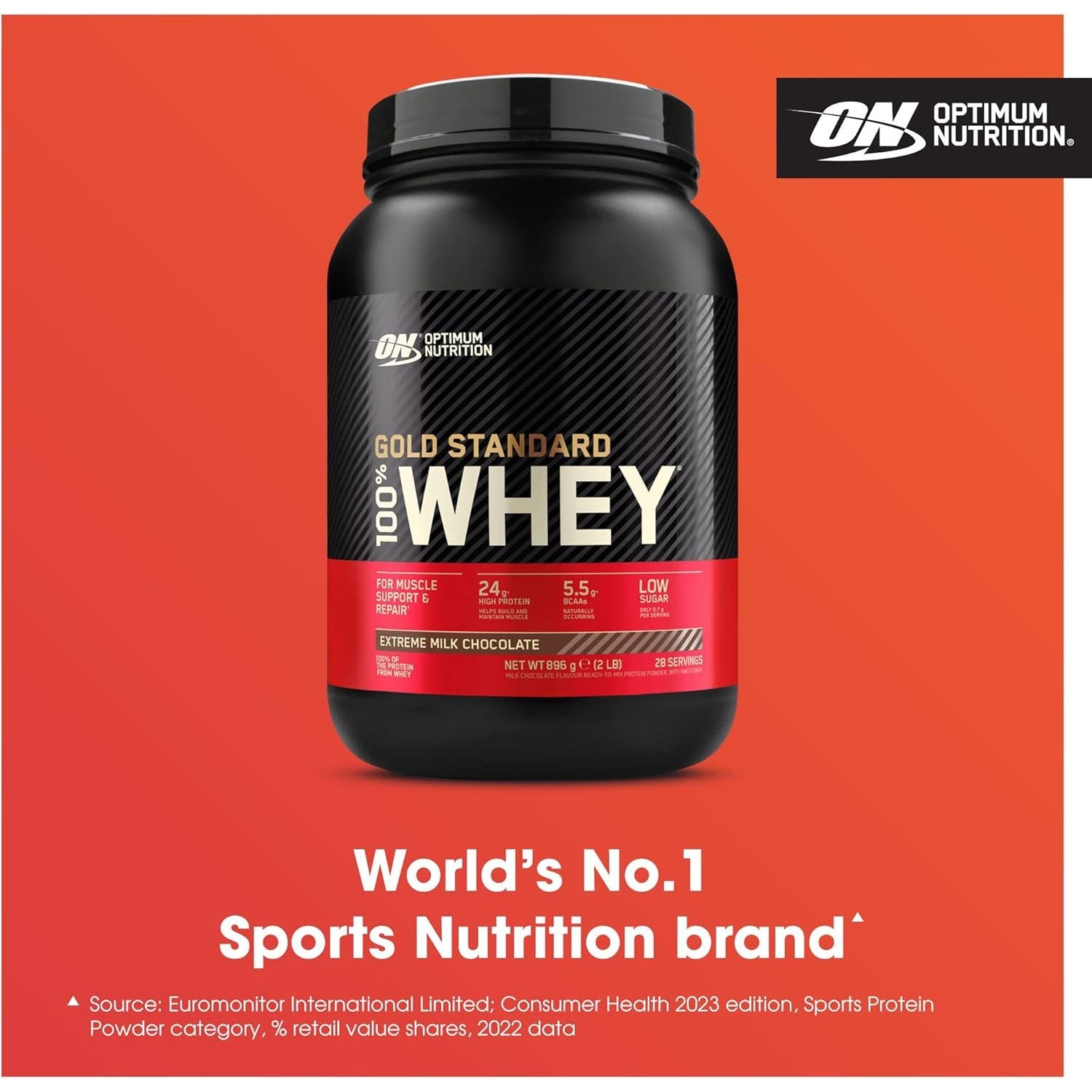 Optimum Nutrition Gold Standard 100% Whey Protein Powder, Extreme Milk Chocolate 907g 28 Servings
