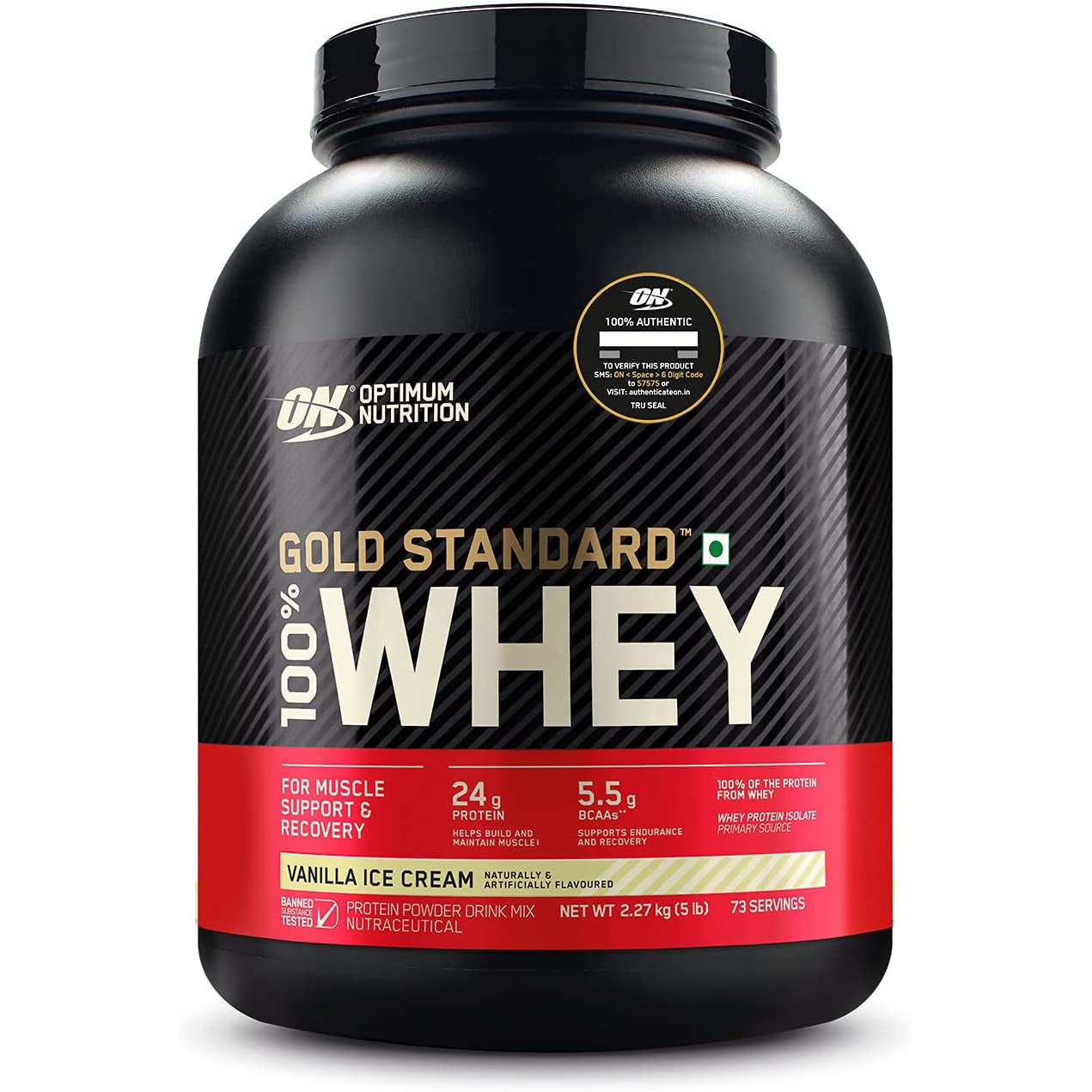 Optimum Nutrition Gold Standard 100% Whey Protein Powder Vanilla Ice Cream 2.27KG