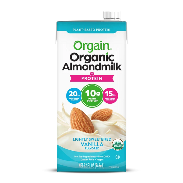 Orgain Organic Almond Milk Vanilla Flavored Lightly Sweetened Dairy Free Gluten Free Soy Free 946ml