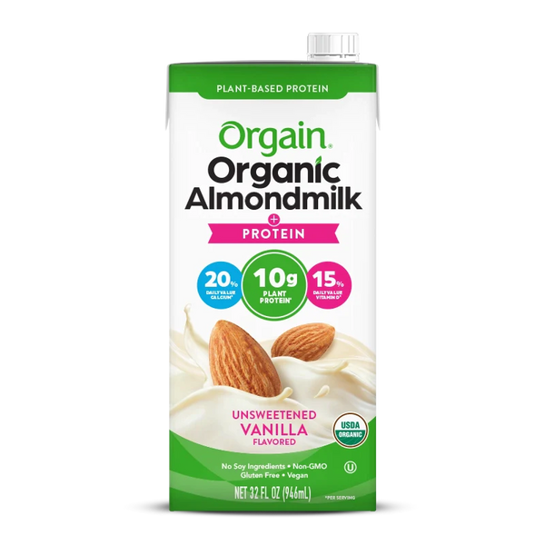 Orgain Organic Almond Milk Vanilla Unsweetened Dairy Free Gluten Free Soy Free 946ml