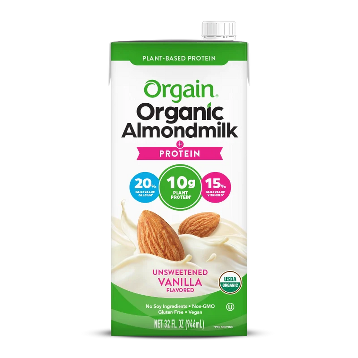 Orgain Organic Almond Milk Vanilla Unsweetened Dairy Free Gluten Free Soy Free 946ml