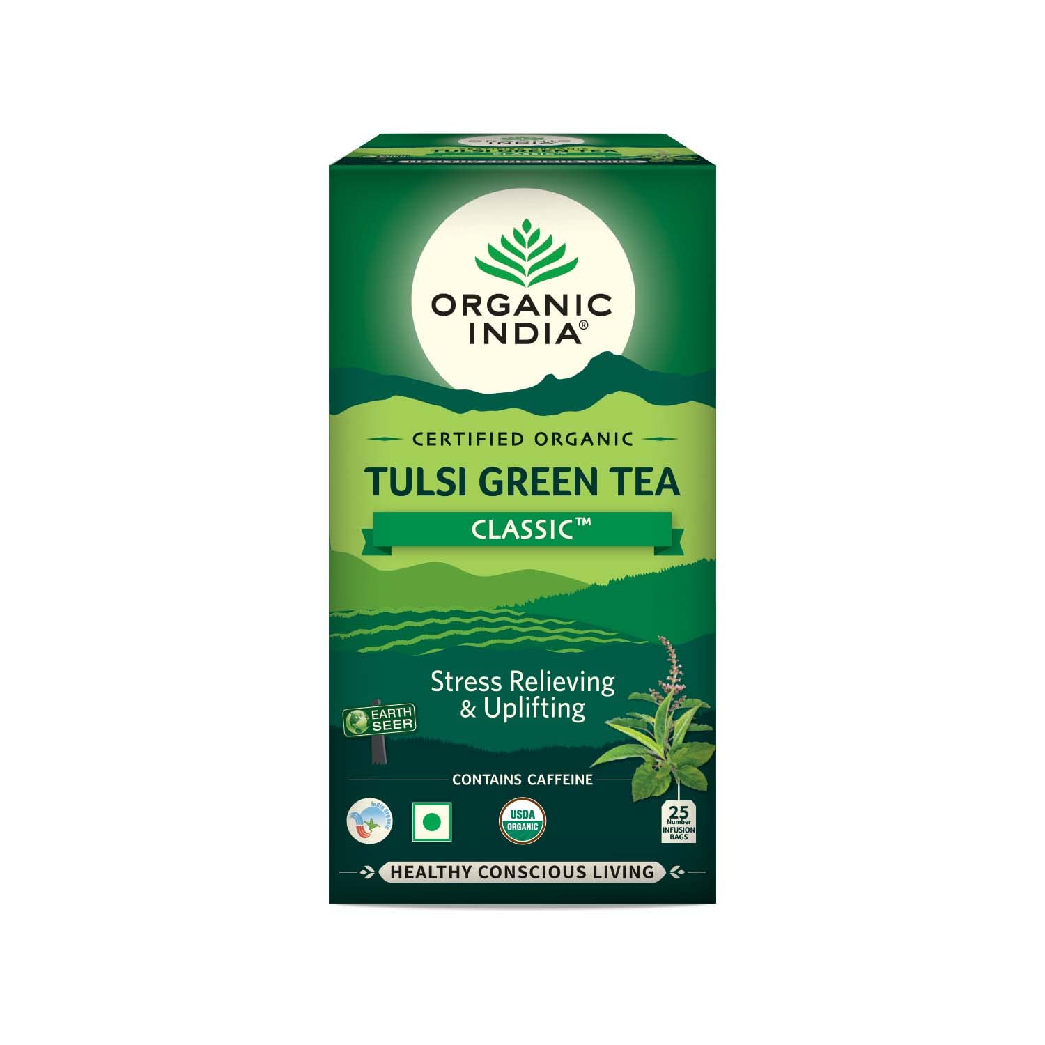 Organic India Certified Organic Tulsi Green Tea Classic 25 Bags