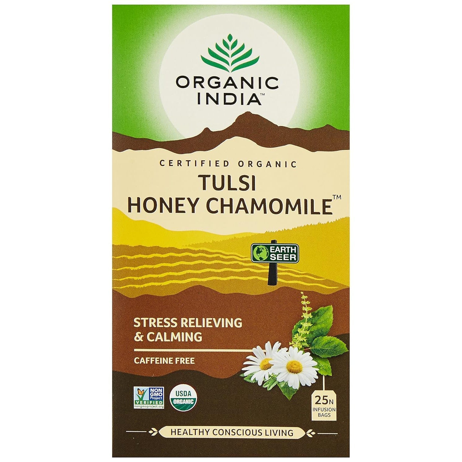 Organic India Certified Organic Tulsi Honey Chamomile 25 Bags