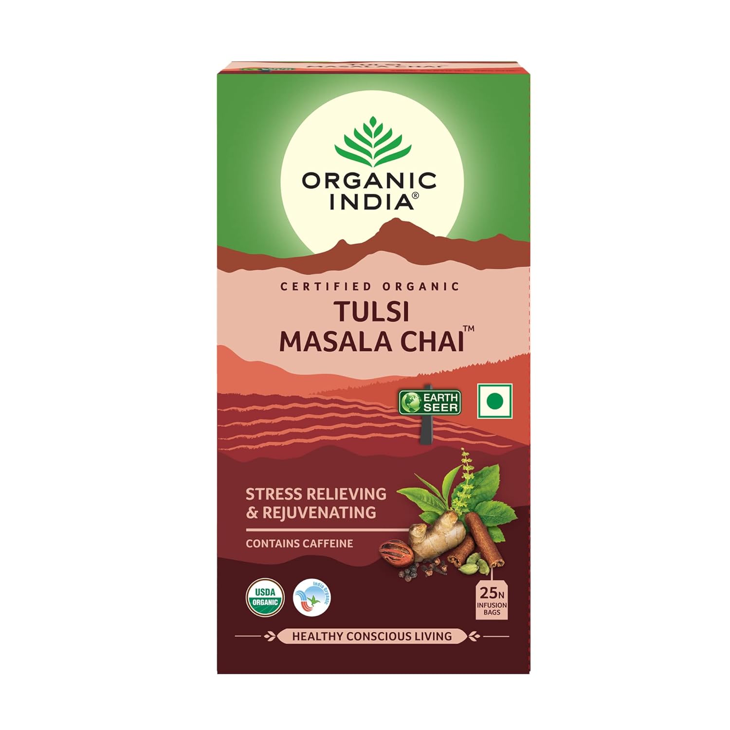 Organic India Certified Organic Tulsi Masala Chai Mix 25 Bags