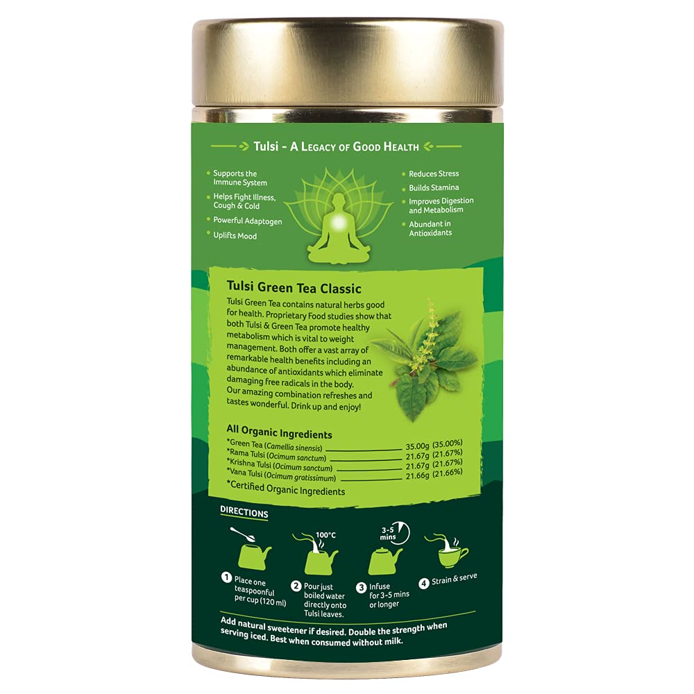 Organic India Classic Loose Tulsi Green Tea, 100 gm