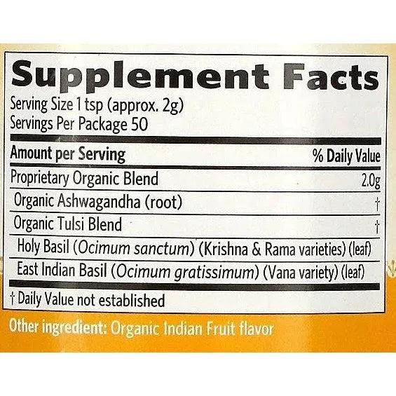 Organic India Tulsi Ashwagandha Herbal Tea Loose Leaf Caffeine Free 100g