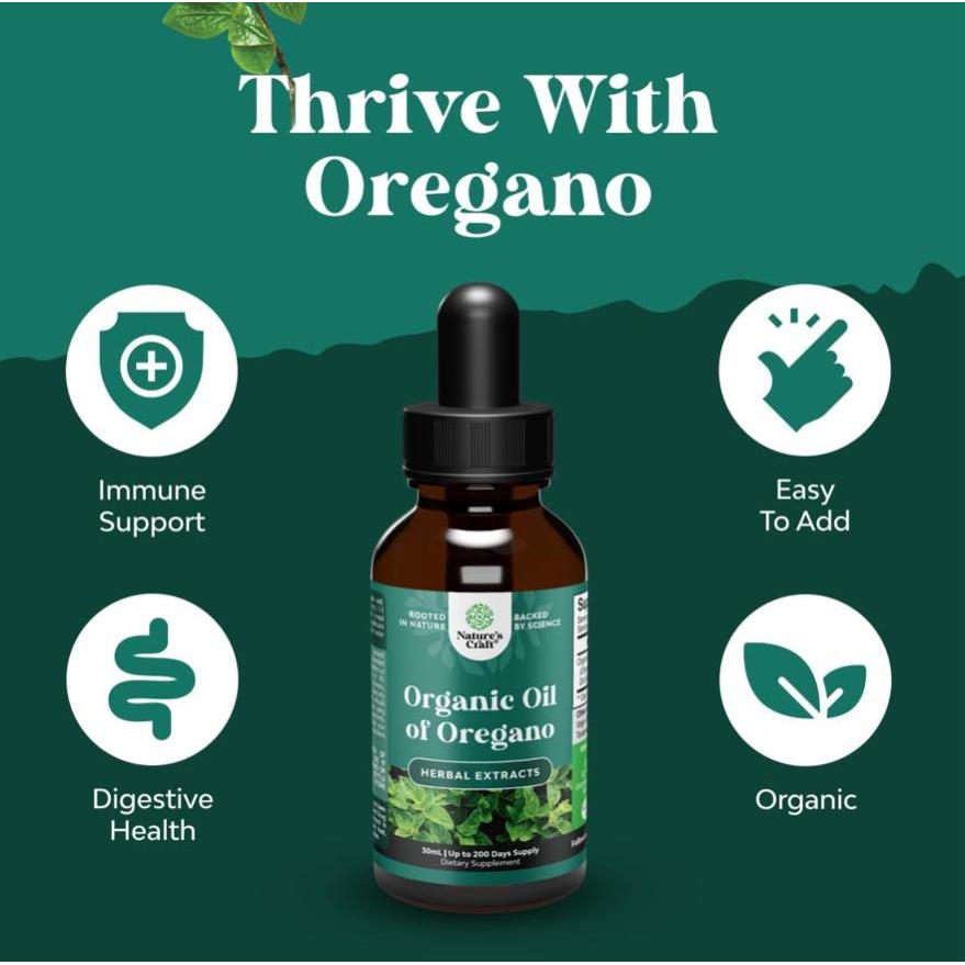 Organic Oregano Oil Liquid Drops for Adults and Kids 30ML