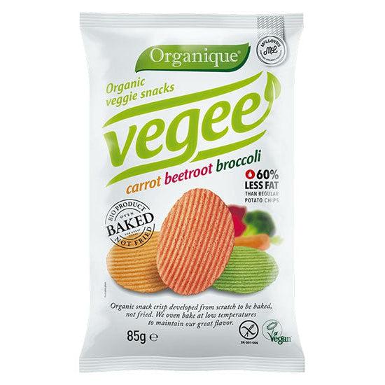 Organique Vegee Carrot Beetroot Broccoli Chips Baked Gluten Free 85g