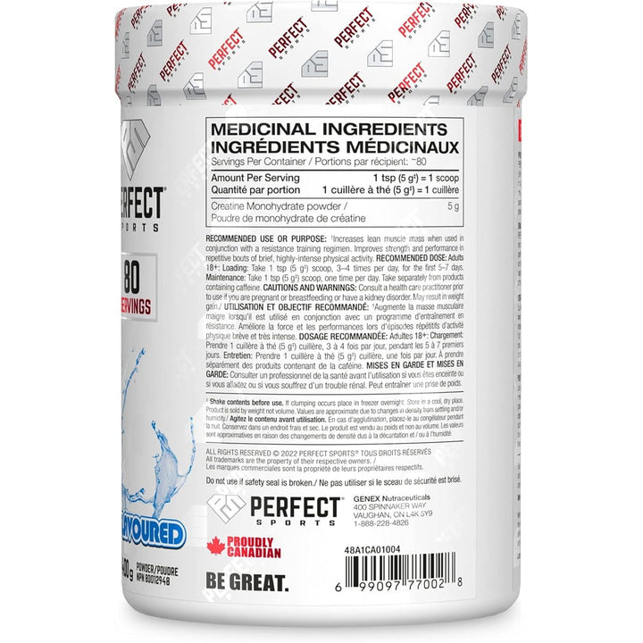 PERFECT Sports Creatine Monohydrate Micronised 400g (80 servings)